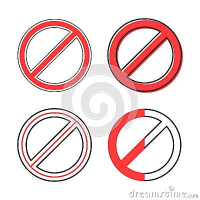 Set of red prohibition sign Vector Illustration