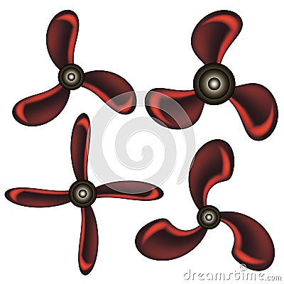 Set of Red Propeller Icons Vector Illustration