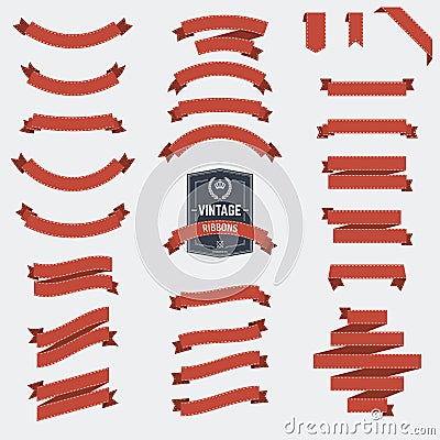 Set of red ribbons Vector Illustration