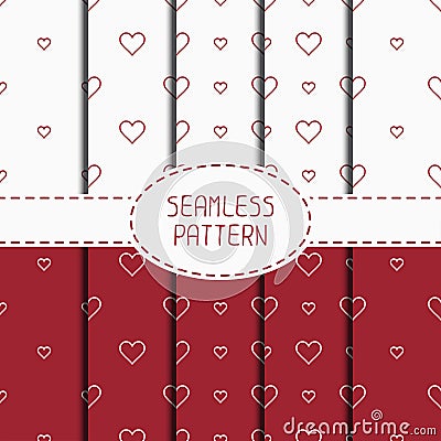 Set of red romantic geometric seamless pattern Vector Illustration