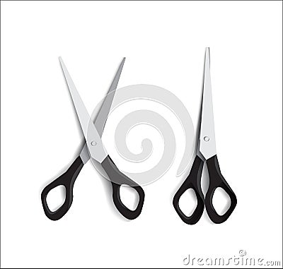 Set of red scissors isolated Vector Illustration