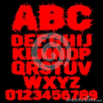Set of red studded scary alphabet Vector Illustration