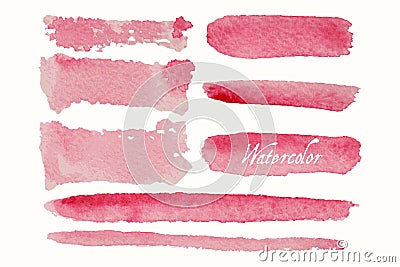 Set of red watercolor blobs and spots Vector Illustration