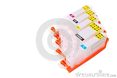 Set of Refillable Printer Cartridges Stock Photo