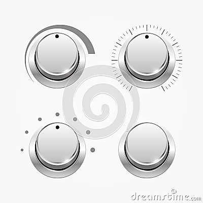 Set of regulator buttons, isolated on white Vector Illustration