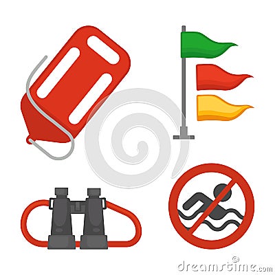 Set of rescue items Vector Illustration