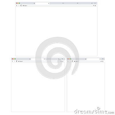 Set of 3 Responsive Browsers - Desktop, Tablet and Mobile. Empty Browser Stock Photo