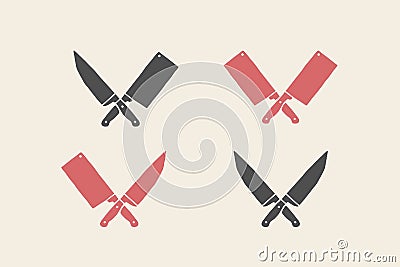 Set of restaurant knives icons Vector Illustration