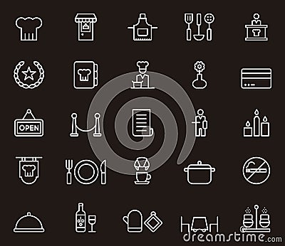 Set of restaurant related icons Vector Illustration