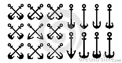 Set of retro anchors. Vintage authentic logo. Vector Illustration