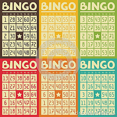 Set of retro bingo or lottery cards for game Vector Illustration