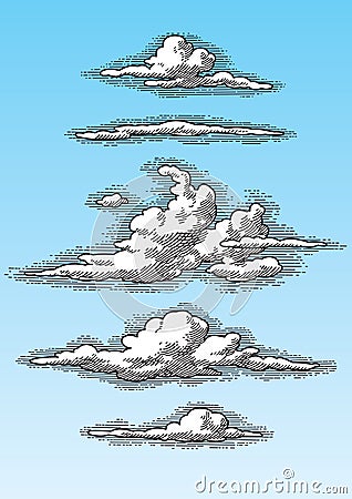 Set of retro clouds (vector) Vector Illustration