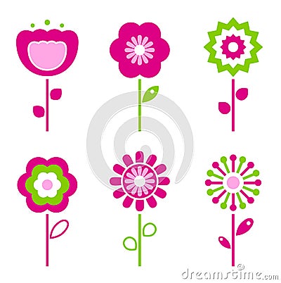 Set of retro flower elements for easter / spring Vector Illustration