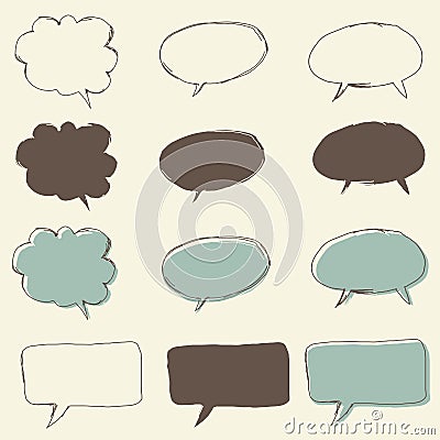 Set of retro funky bubble speech Vector Illustration