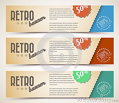 Set of retro horizontal banners Vector Illustration