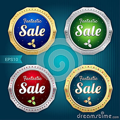 Set of retro promotion discount sale and guarantee tag banner Vector Illustration