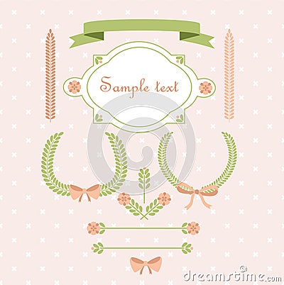 Set of retro ribbons and frames Vector Illustration