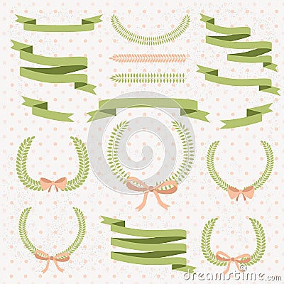 Set of retro ribbons and frames Vector Illustration