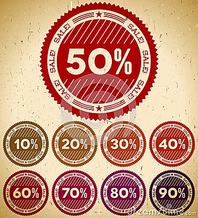 Set of retro sale stamps Vector Illustration