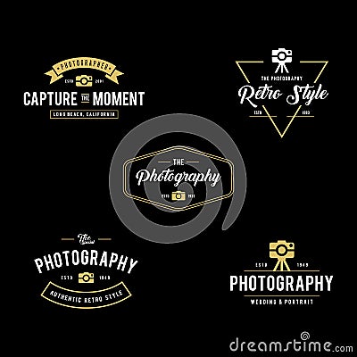 Set of retro styled photography badges and labels Vector Illustration