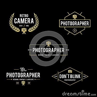 Set of retro styled photography badges and labels Vector Illustration