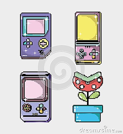 Set of retro videogames console Vector Illustration