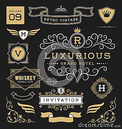 Set of retro vintage graphic design elements Vector Illustration