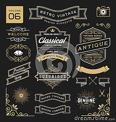 Set of retro vintage graphic design elements Vector Illustration