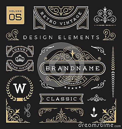 Set of retro vintage graphic design elements Vector Illustration