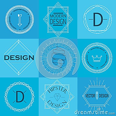 Set of Retro Vintage Insignias and Logotypes. Vector Illustration