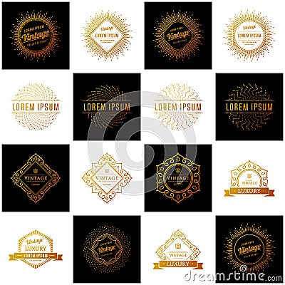 Set of Retro Vintage Insignias or Logotypes. Vector design elements, business signs, logos, identity, labels, badges and objects. Vector Illustration