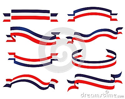 Patriotic Ribbon Set Vector Illustration