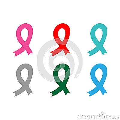 Set of ribbon awareness. Vector illustration. Vector Illustration