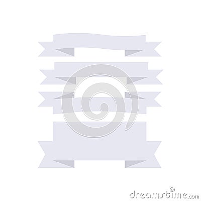 Set of ribbon banners and icons on white background badge border Stock Photo