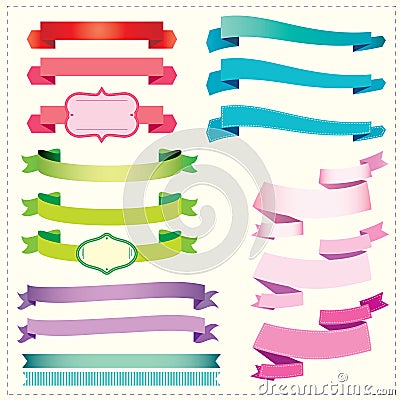 Set Ribbons and banners Vector Illustration
