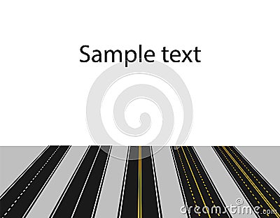 Set of roads with white and yellow markings in perspective on a white background. Abstract. illustration Vector Illustration