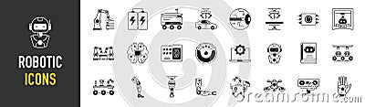 Set of robotic icons collection. Vector Illustration