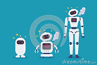 Set of robots crash broken error with spark Vector Illustration