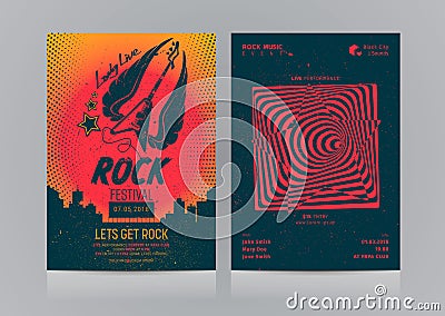 Set of Rock Music Flyer Layout. Vector Illustration