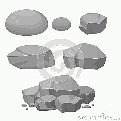 Set of Rock Stone with Different Shape.Flat vector Illustration. Vector Illustration