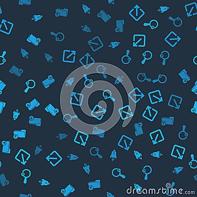 Set Rocket ship with fire, Open in new window, Unknown search and directory on seamless pattern. Vector Vector Illustration