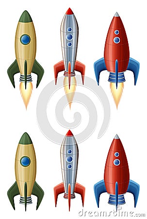 Set of rockets Vector Illustration