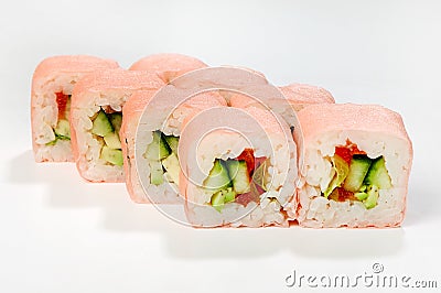 Rolls avocado, cucumber, tomato, lettuce Stock Photo