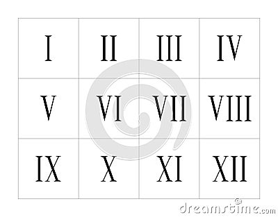 Set of roman numerals isolated on white background. Vector numbers concept. Vector Illustration