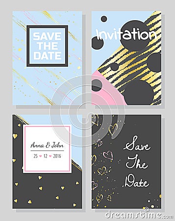 Set of romantic abstract cards Vector Illustration