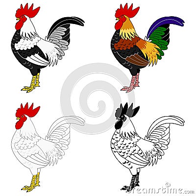 Set of roosters Vector Illustration