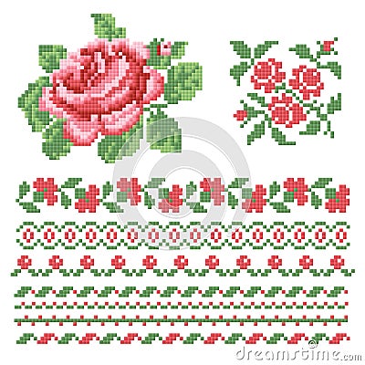 Set of roses, lappet Vector Illustration