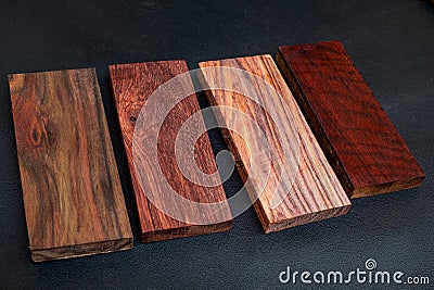 Set of 4 Rosewood wood timber natural Stock Photo