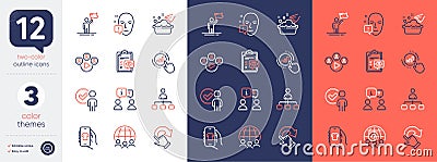 Set of Rotation gesture, Interview and Graph chart line icons. For design. Vector Vector Illustration