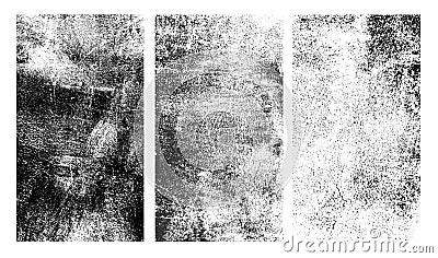 Set of rough black and white texture. Distressed overlay texture. Old grunge background. Monochrome vintage abstract textured Vector Illustration